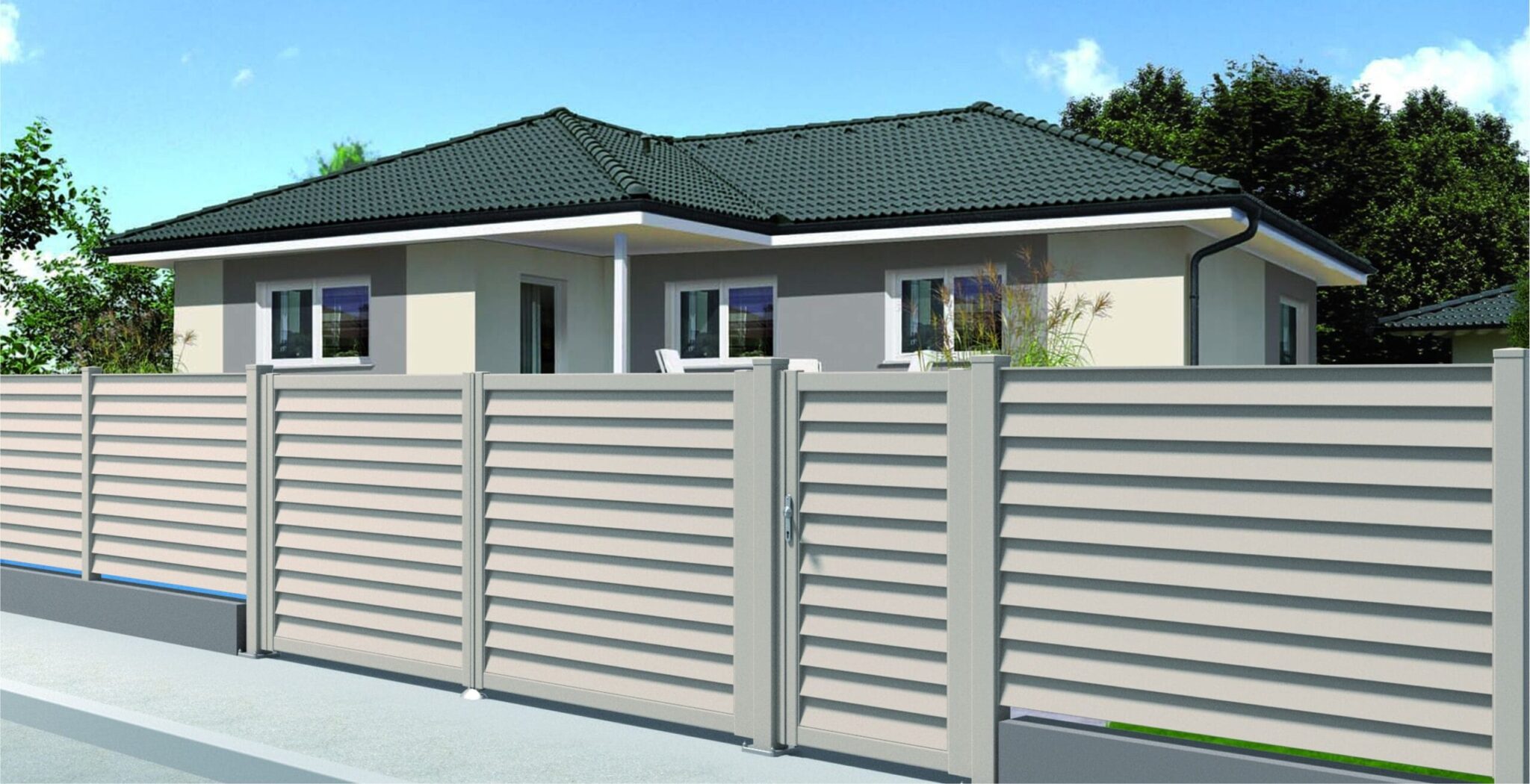 Aluminiumzaun, Aluminiumtor, Metallzaun, Horizontal, Lamellenzaun, Blickschutz, Brix Zaun, Lamello