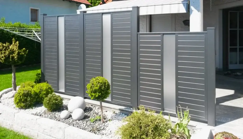 Aluminiumzaun, Aluminiumsichtschutz, Terrassensichtschutz, Blickschutz, Brix Zaun, Latten-Füllung