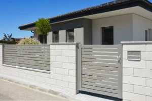 Aluminiumzaun, Brix Zaun, Metallzaun, Latten Füllung Zaunfeld, Gehtüre, Horizontal