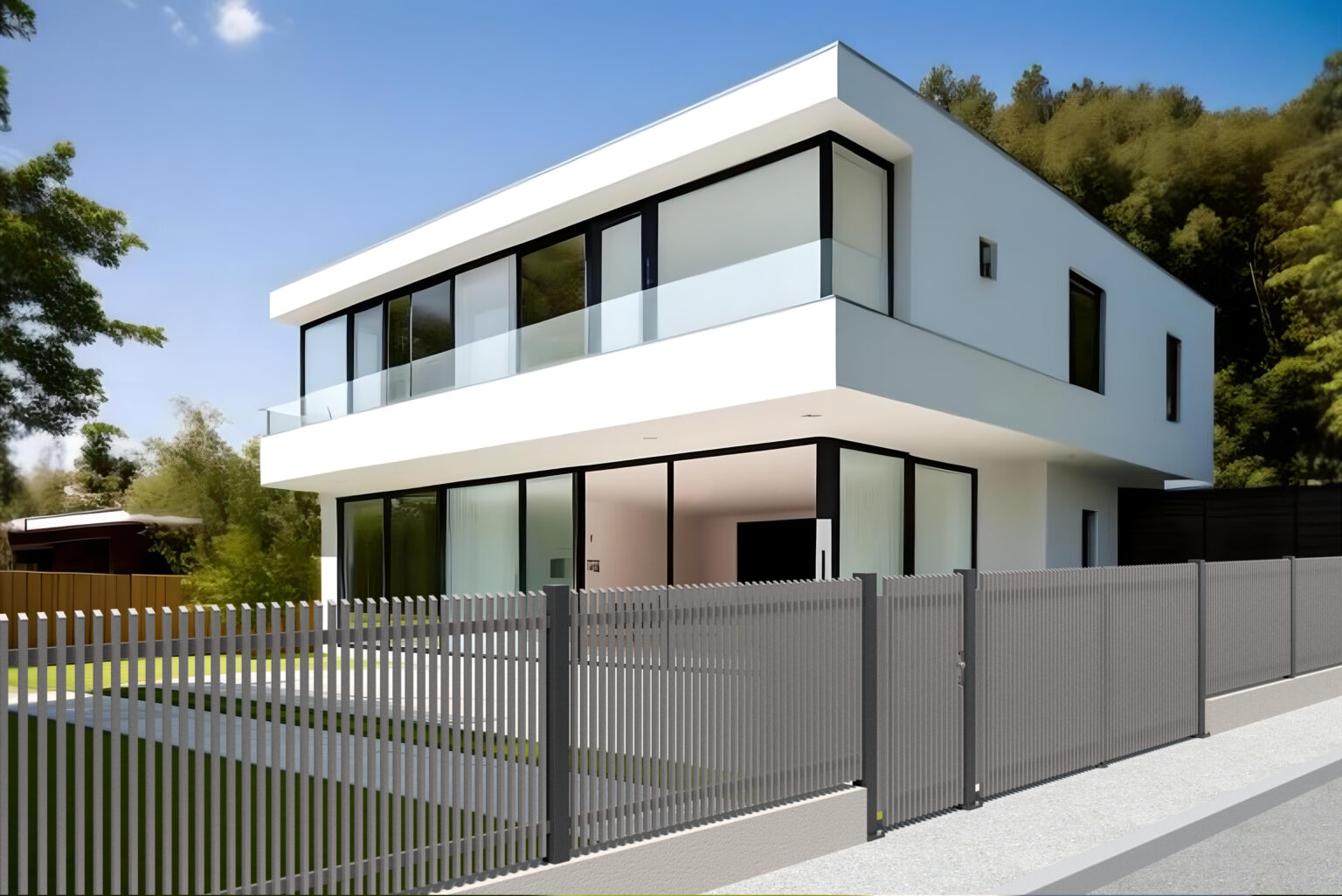 Aluminiumzaun, Brix Zaun, Metallzaun, Paliquad22.40, Gehtüre, Zaunfeld, Flügeltor