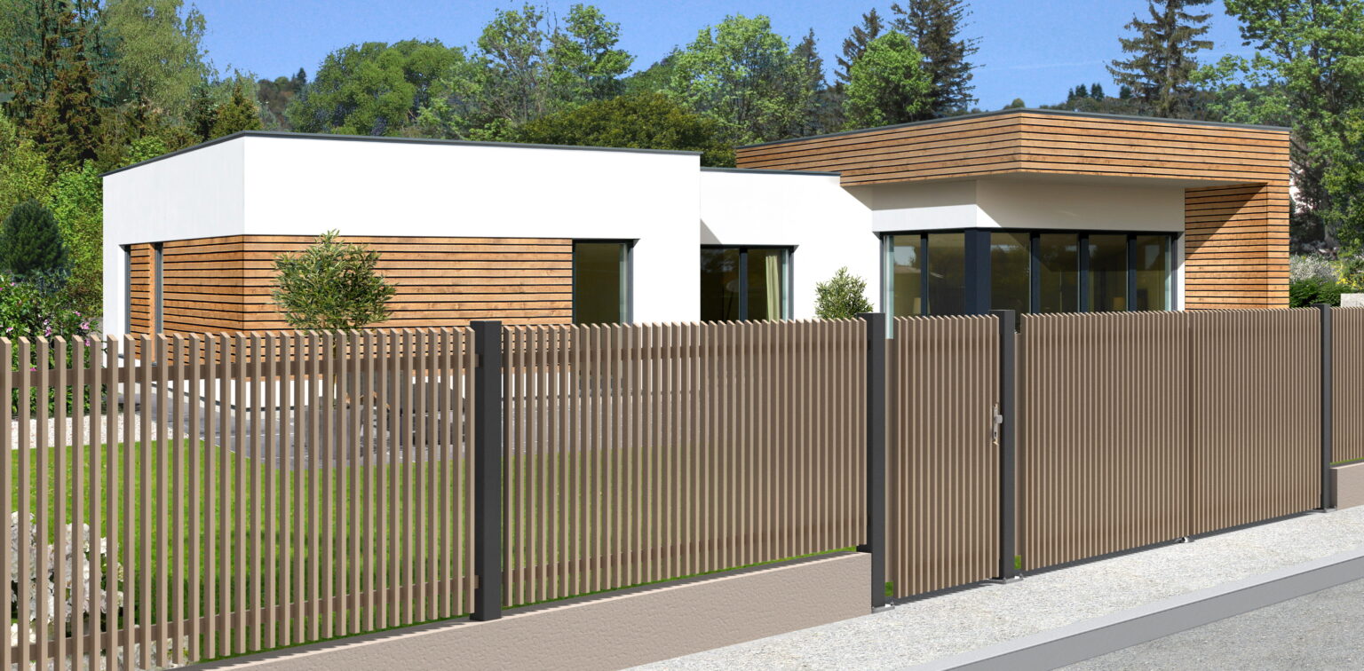 Aluminiumzaun, Brix Zaun, Metallzaun, Paliquad22-40, Gehtüre, Zaunfeld, Flügeltor