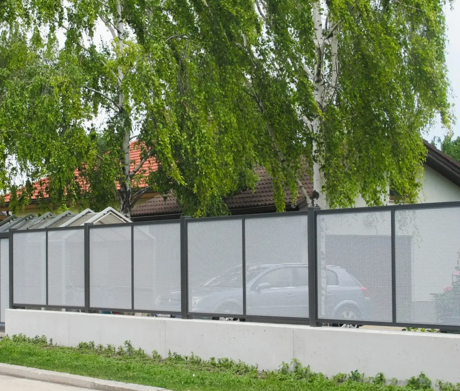 Aluminiumzaun, Brix Zaun, Metallzaun, Flat-Design, Zaunfeld, Lochblech