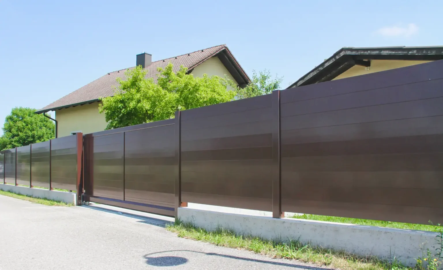 Aluminiumzaun, Aluminiumtor, Brix Zaun, Metallzaun,, Staketto150, Horizontal, Sischtschutz, Schiebetor