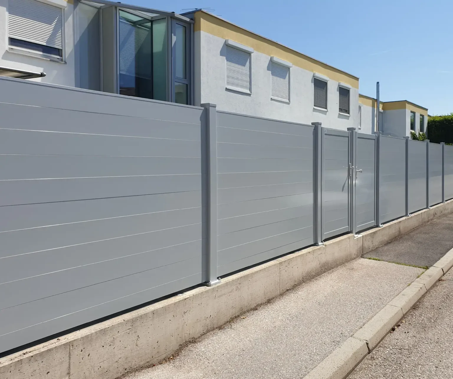 Aluminiumzaun, Aluminiumtor, Brix Zaun, Metallzaun,, Staketto150, Horizontal, Sichtschutz, Zaunfeld, Gehtür,